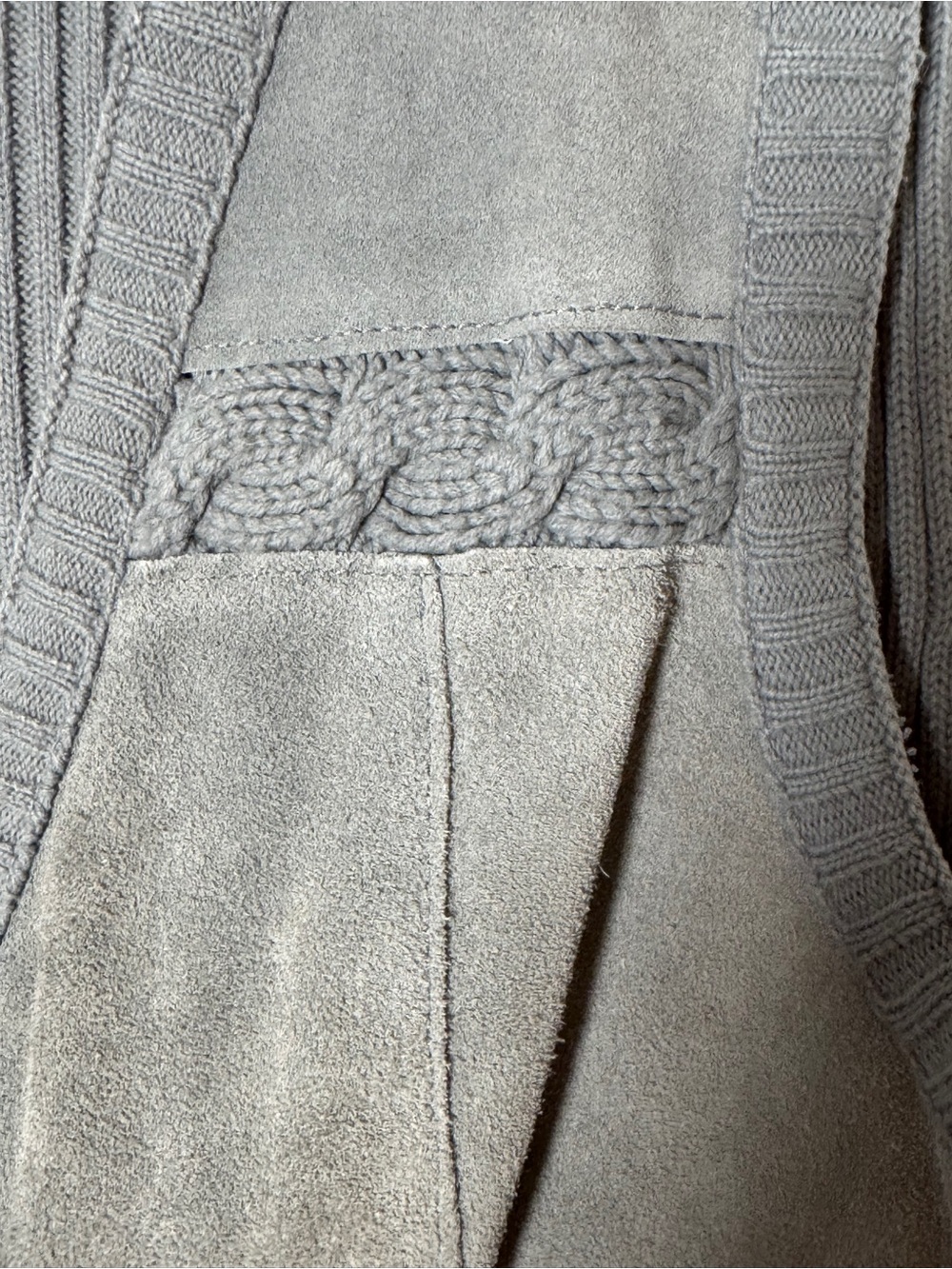 VTG 70s Ms. Today Grey Suede Knit Panel Boho Button Vest Size 12/M - Picture 7 of 9